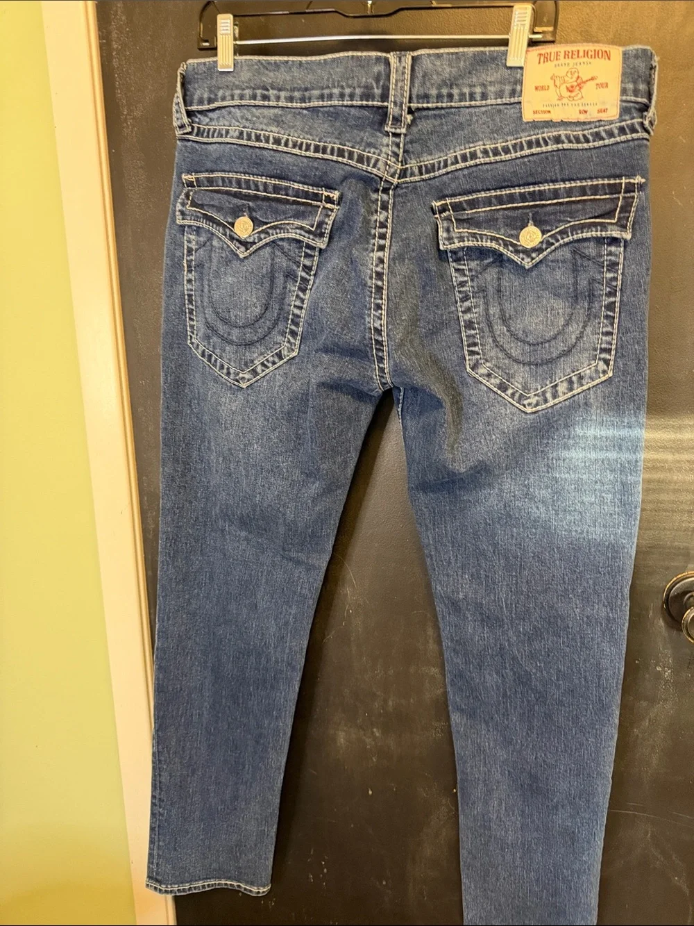 True Religion Rocco Relaxed Skinny Flap Jeans 36